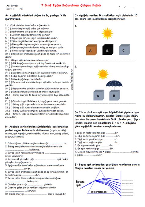 7 sınıf fen pdf test